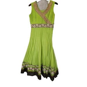 Indian Bollywood Dress Salwar Kameez Hippie Boho Festival Green Med 36 + Sleeves
